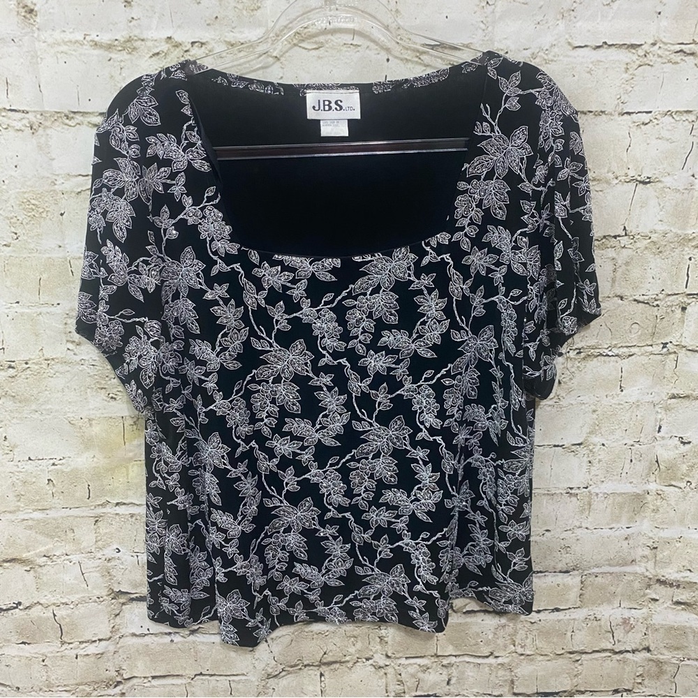 JBS Black Glitter Floral Y2K Vintage Holiday Formal Top